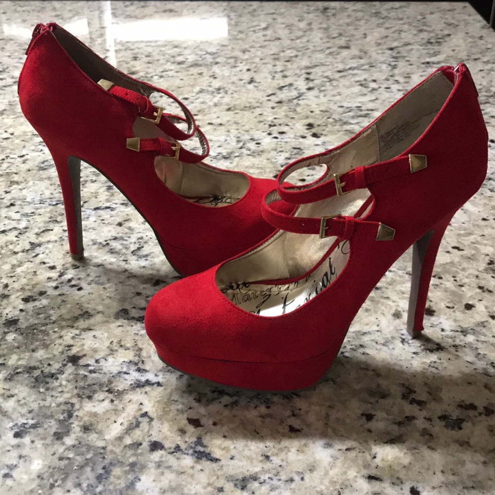 Red platform heels
